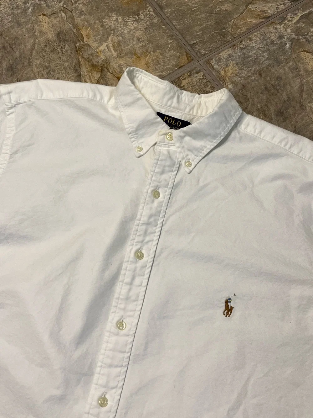Polo Ralph Lauren Classic Fit White Short Sleeve Button Shirt Mens XLT Cotton